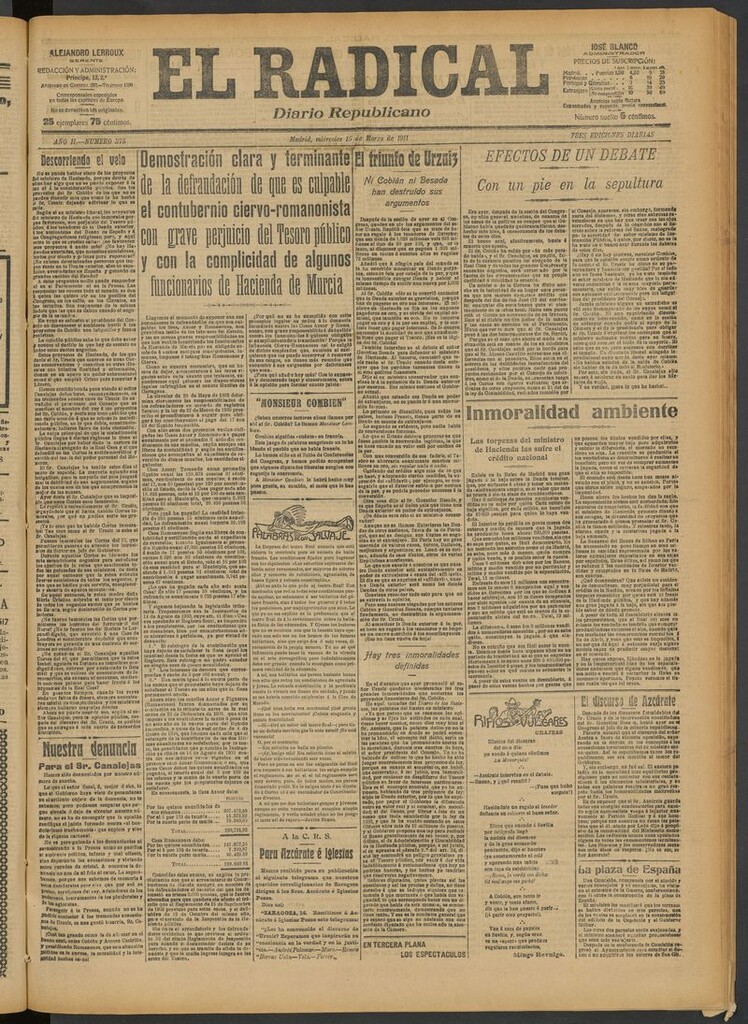Miniatura de El Radical: diario republicano del 15 de marzo de 1911