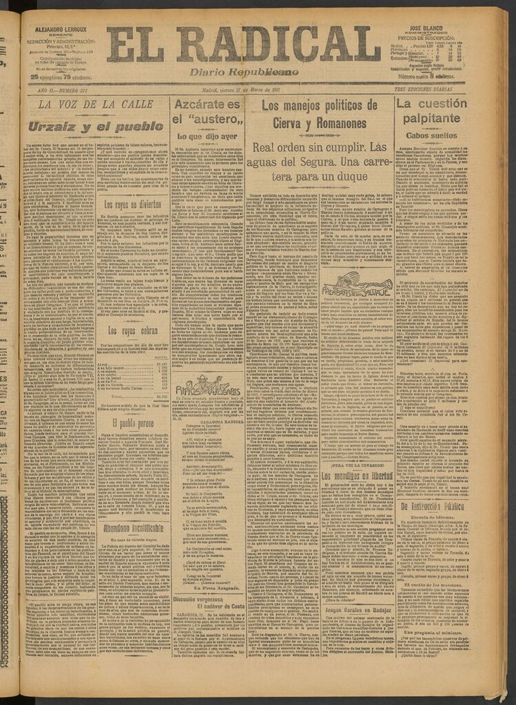 Miniatura de El Radical: diario republicano del 17 de marzo de 1911
