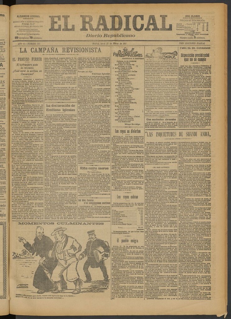 Miniatura de El Radical: diario republicano del 27 de marzo de 1911