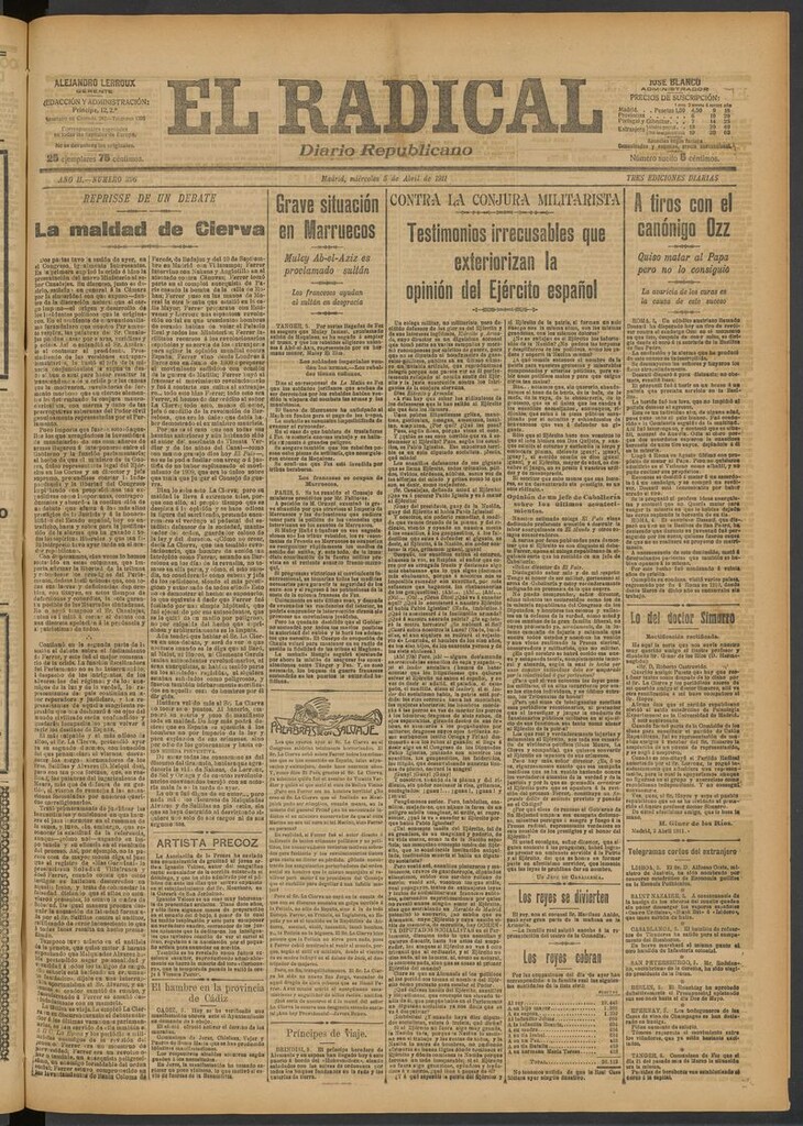 Miniatura de El Radical: diario republicano del 5 de abril de 1911