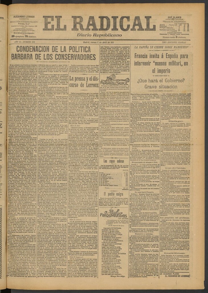 Miniatura de El Radical: diario republicano del 7 de abril de 1911