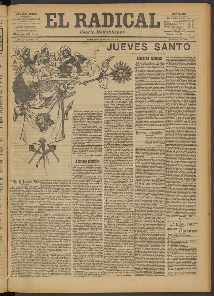 Miniatura de El Radical: diario republicano del 13 de abril de 1911