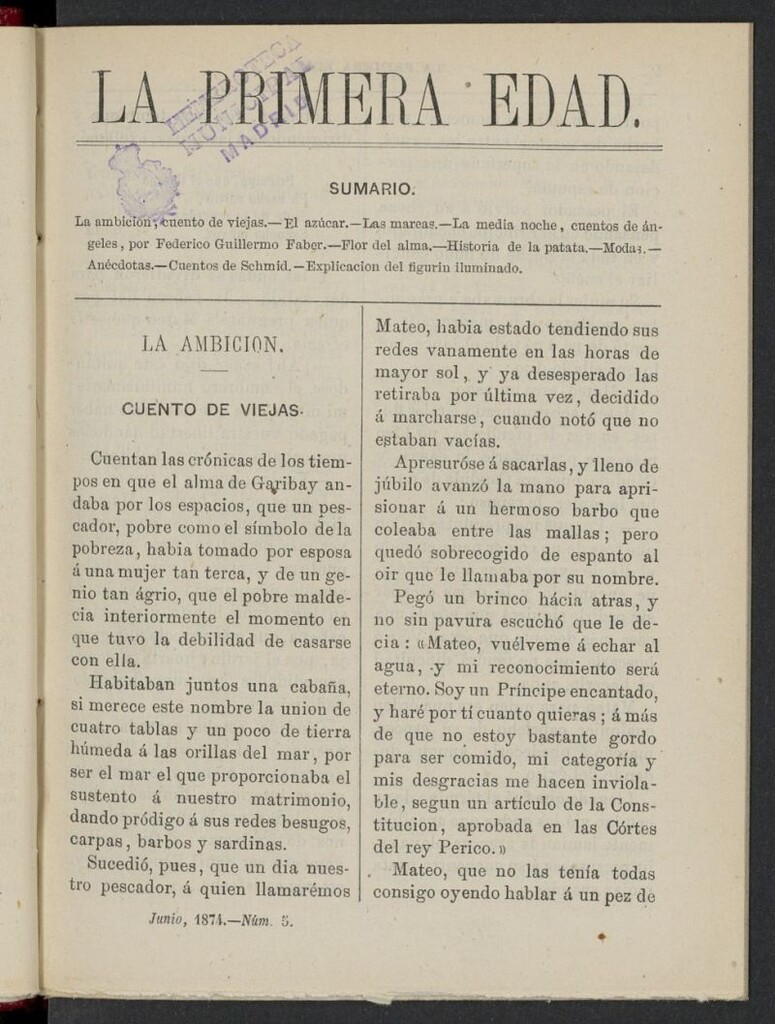 Miniatura de La Primera Edad de junio de 1874, nº 5