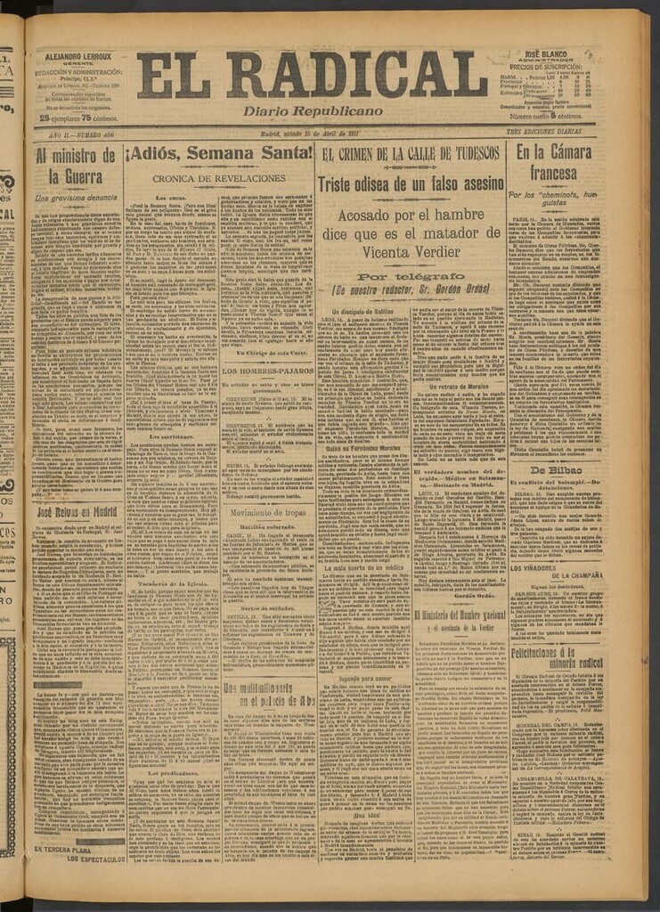 Miniatura de El Radical: diario republicano del 15 de abril de 1911
