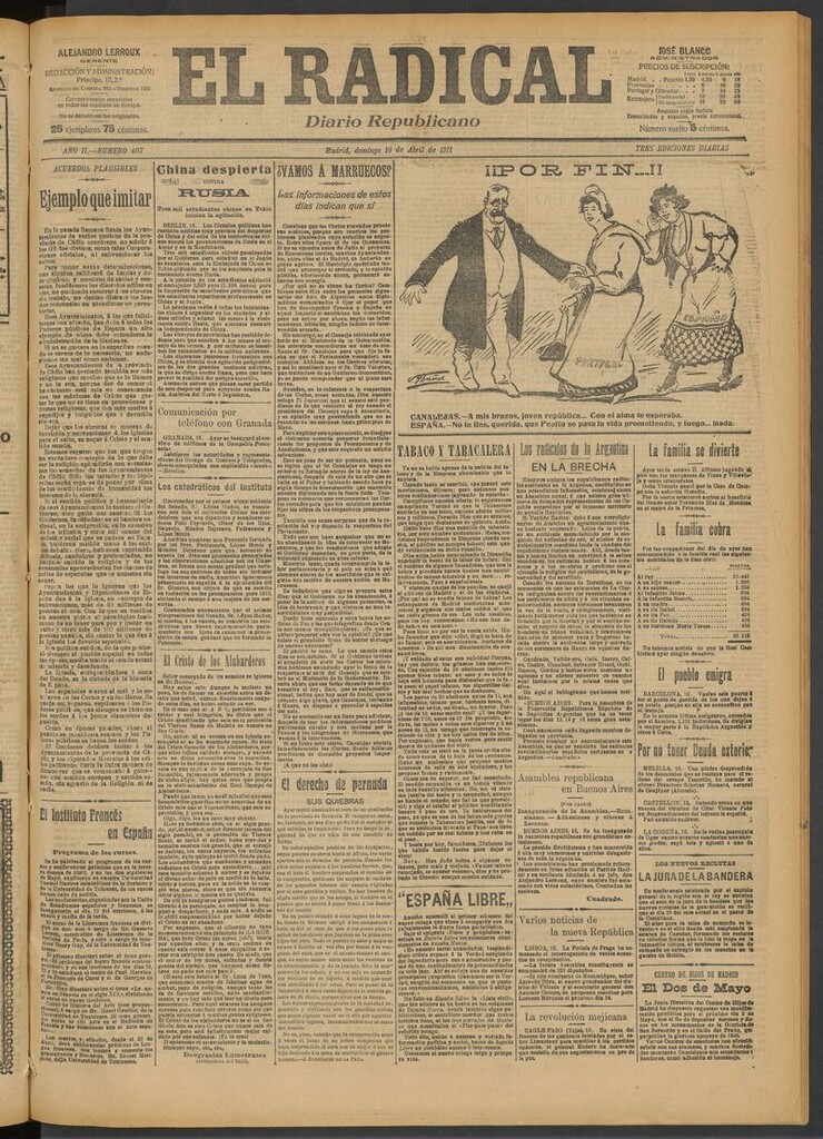 Miniatura de El Radical: diario republicano del 16 de abril de 1911