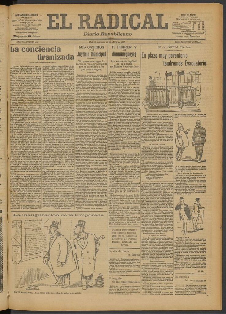 Miniatura de El Radical: diario republicano del 19 de abril de 1911