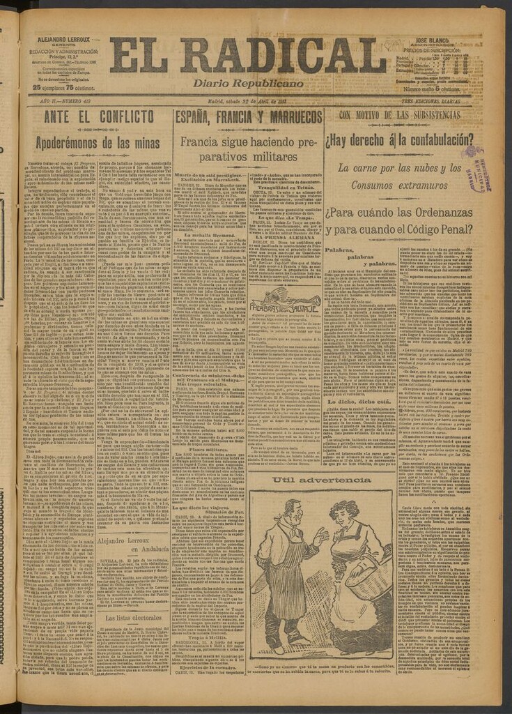 Miniatura de El Radical: diario republicano del 22 de abril de 1911