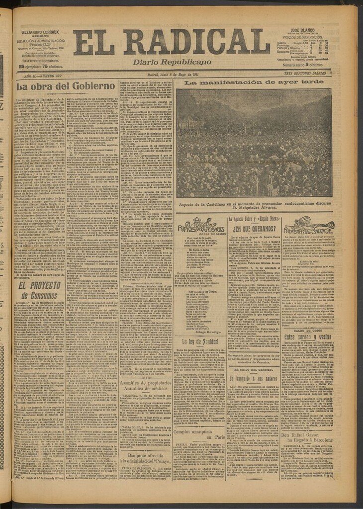 Miniatura de El Radical: diario republicano del 8 de mayo de 1911