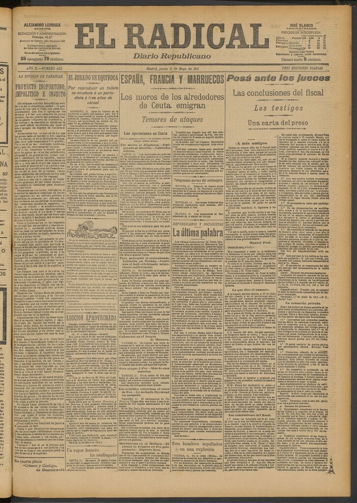 Miniatura de El Radical: diario republicano del 11 de mayo de 1911