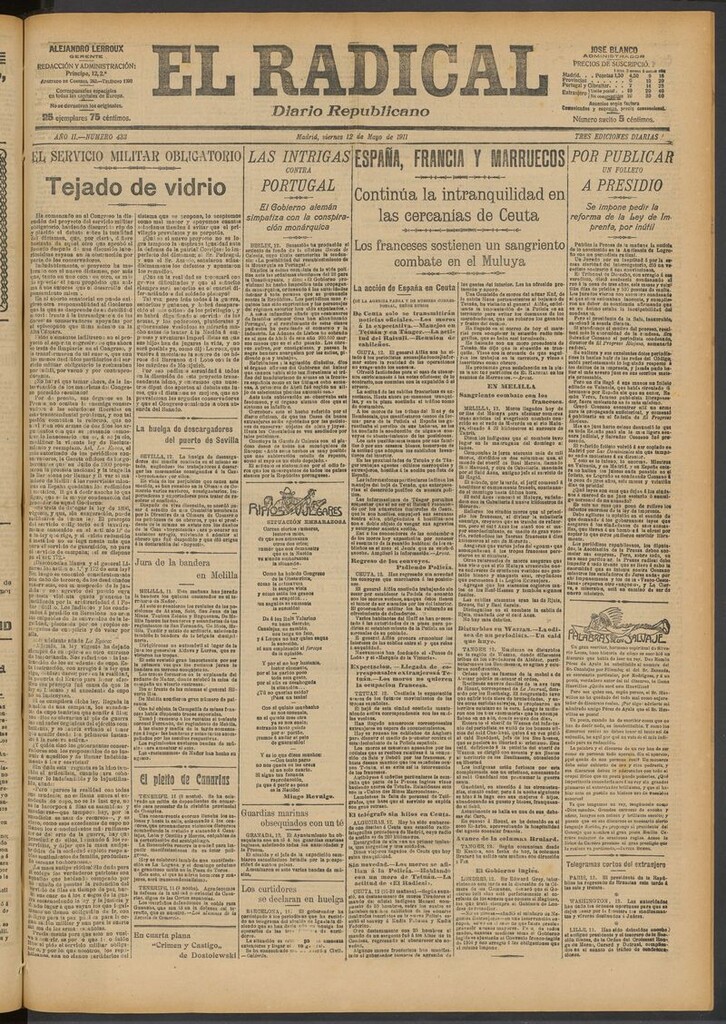 Miniatura de El Radical: diario republicano del 12 de mayo de 1911