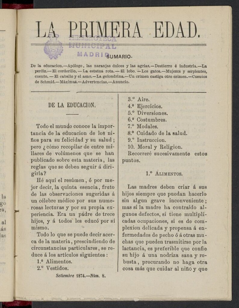 Miniatura de La Primera Edad de septiembre de 1874, nº 8