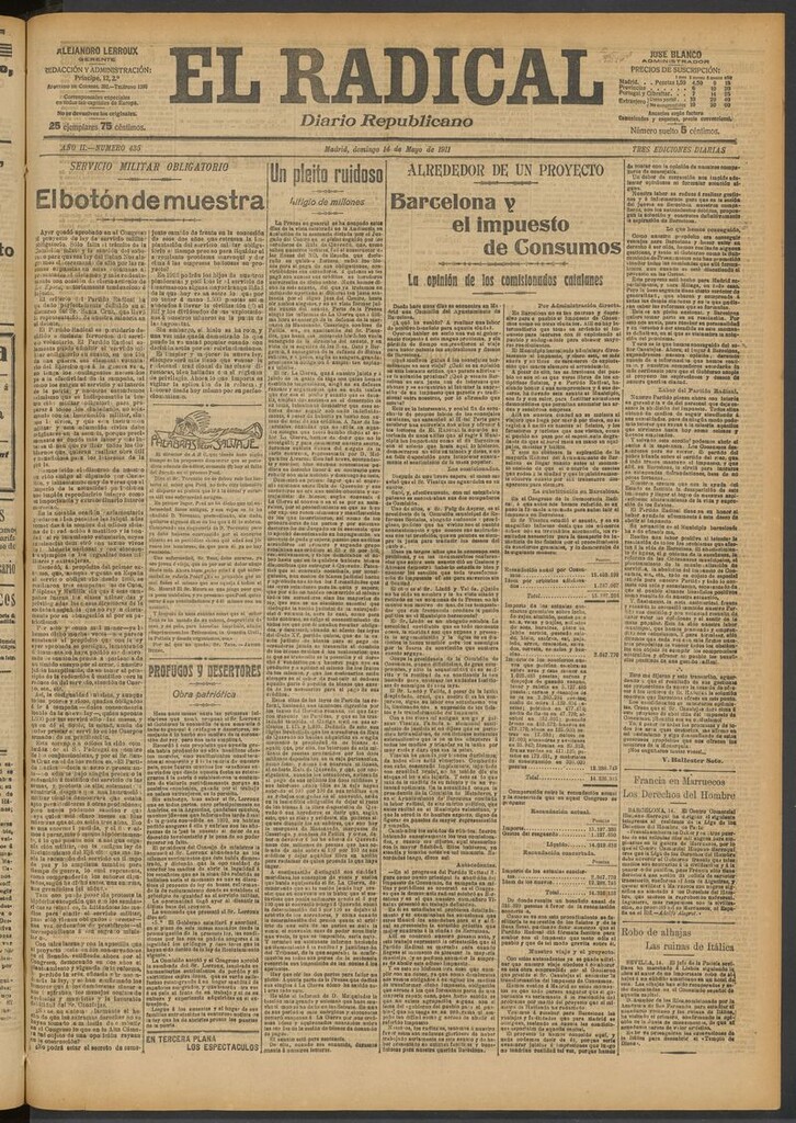 Miniatura de El Radical: diario republicano del 14 de mayo de 1911