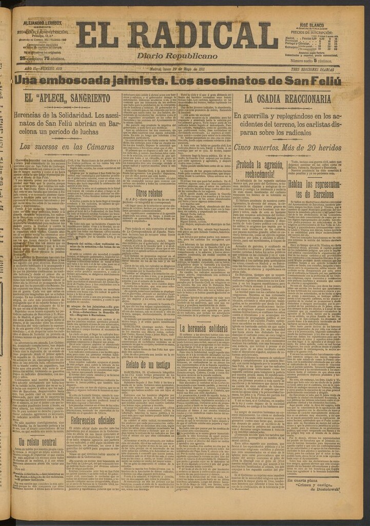 Miniatura de El Radical: diario republicano del 29 de mayo de 1911
