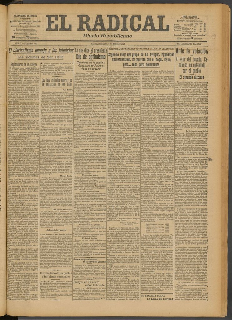 Miniatura de El Radical: diario republicano del 31 de mayo de 1911