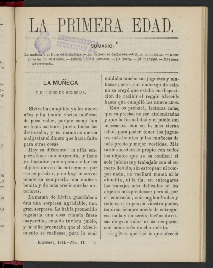 Miniatura de La Primera Edad de diciembre de 1874, nº 11