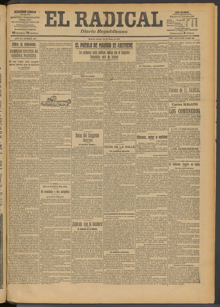 Miniatura de El Radical: diario republicano del 25 de junio de 1911