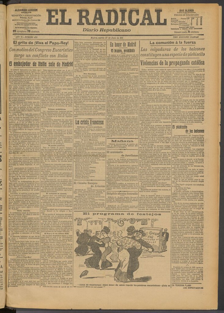 Miniatura de El Radical: diario republicano del 27 de junio de 1911