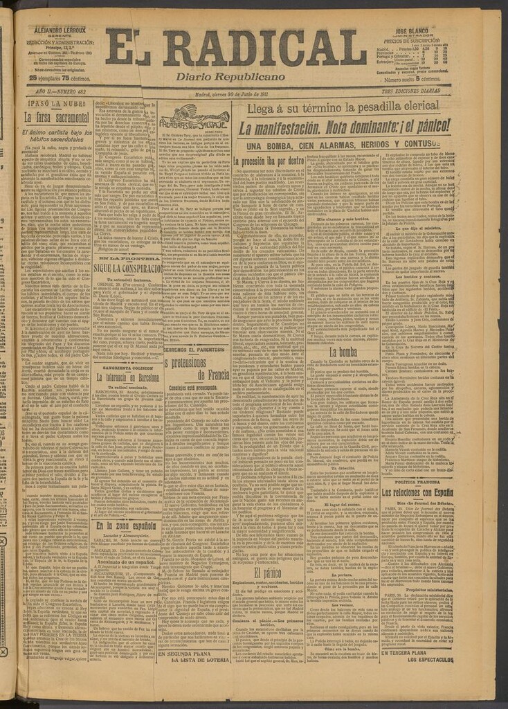Miniatura de El Radical: diario republicano del 30 de junio de 1911