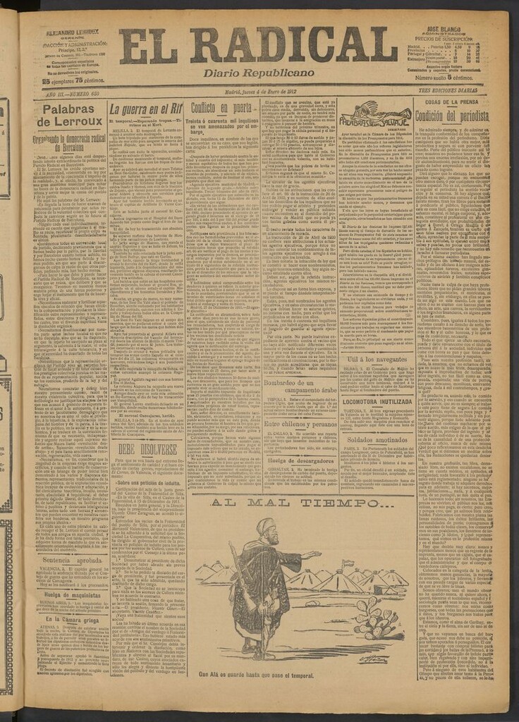 Miniatura de El Radical: diario republicano del 4 de enero de 1912