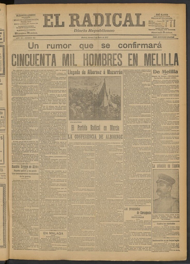 Miniatura de El Radical: diario republicano del 5 de enero de 1912