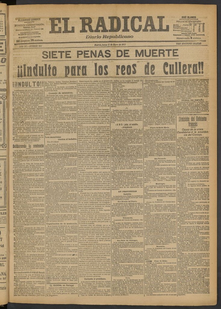 Miniatura de El Radical: diario republicano del 11 de enero de 1912