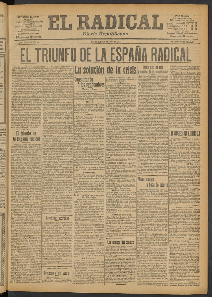 Miniatura de El Radical: diario republicano del 15 de enero de 1912