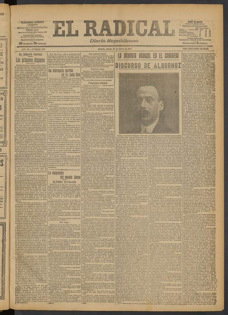 Miniatura de El Radical: diario republicano del 20 de enero de 1912