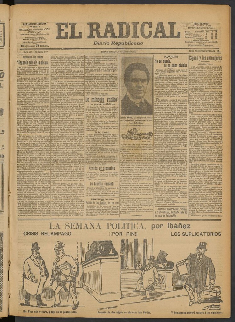 Miniatura de El Radical: diario republicano del 21 de enero de 1912