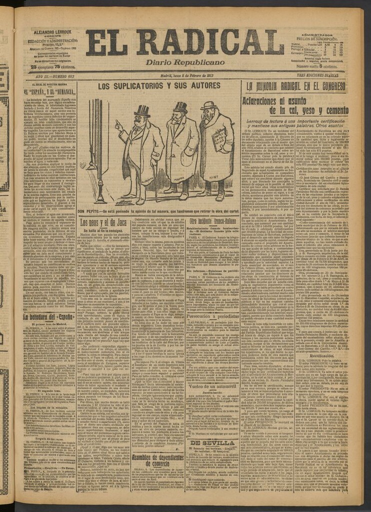 Miniatura de El Radical: diario republicano del 5 de febrero de 1912