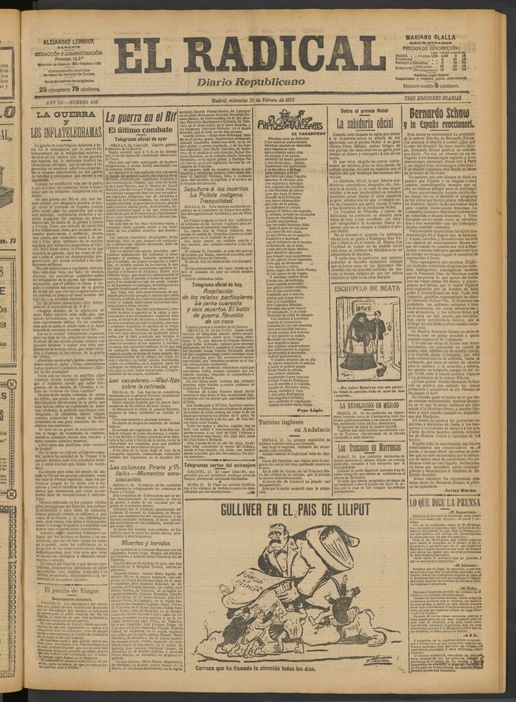 Miniatura de El Radical: diario republicano del 21 de febrero de 1912