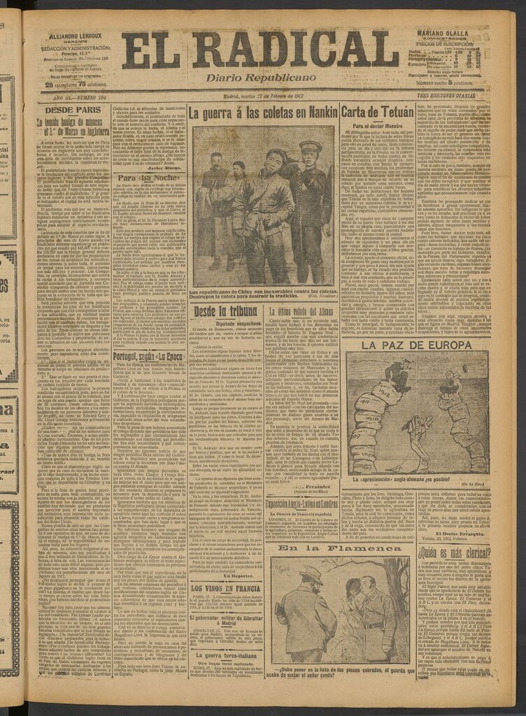 Miniatura de El Radical: diario republicano del 27 de febrero de 1912