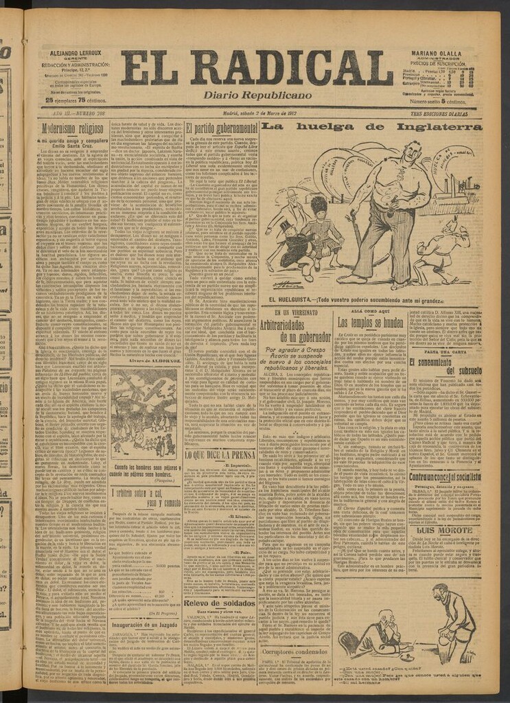 Miniatura de El Radical: diario republicano del 2 de marzo de 1912