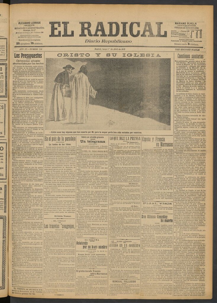Miniatura de El Radical: diario republicano del 1 de abril de 1912