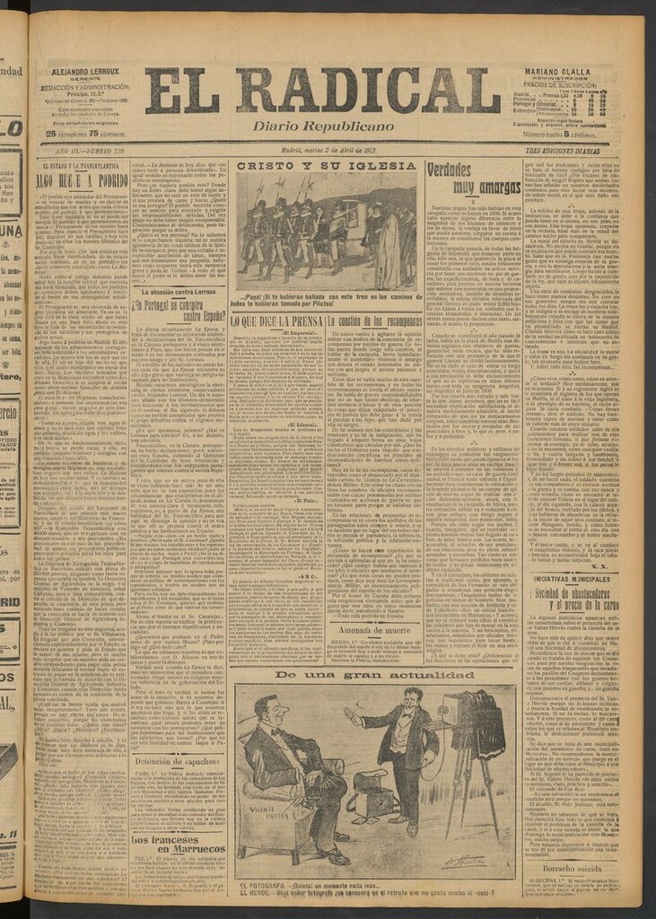 Miniatura de El Radical: diario republicano del 2 de abril de 1912