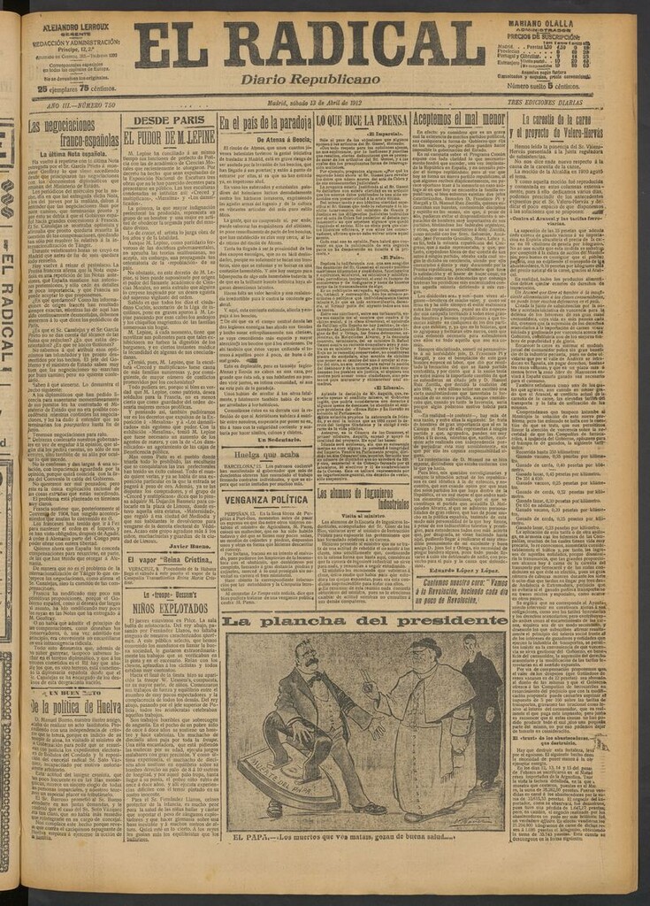 Miniatura de El Radical: diario republicano del 13 de abril de 1912