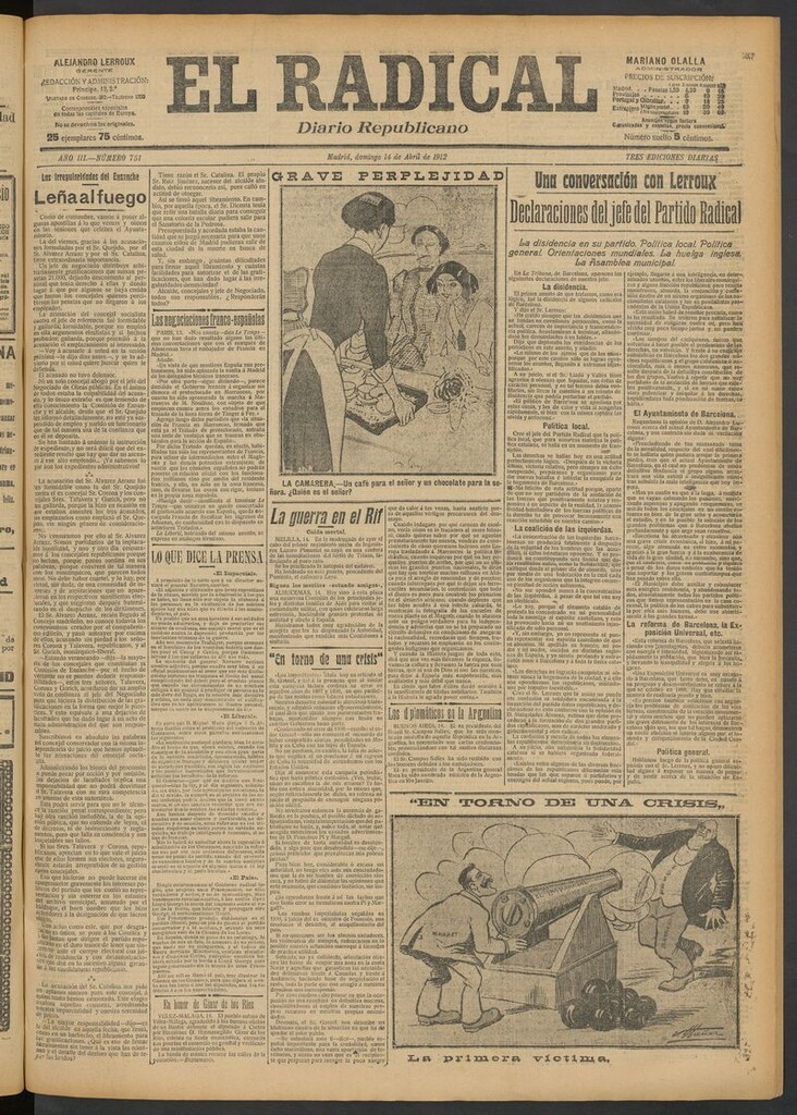 Miniatura de El Radical: diario republicano del 14 de abril de 1912