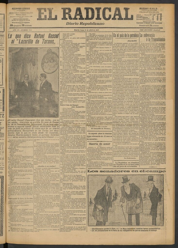 Miniatura de El Radical: diario republicano del 15 de abril de 1912