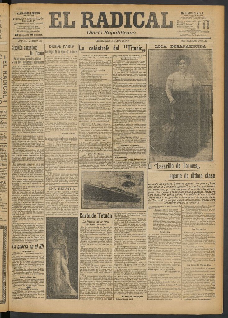 Miniatura de El Radical: diario republicano del 18 de abril de 1912