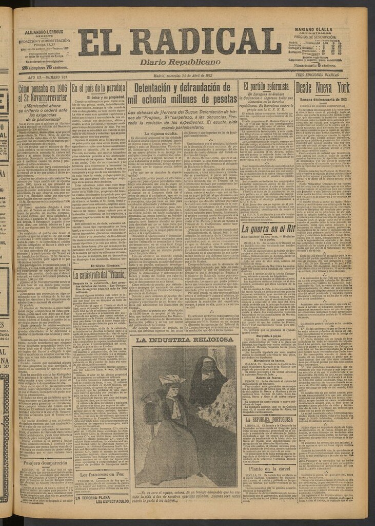 Miniatura de El Radical: diario republicano del 24 de abril de 1912