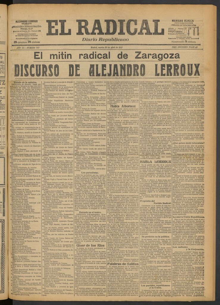 Miniatura de El Radical: diario republicano del 30 de abril de 1912