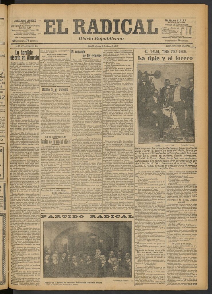 Miniatura de El Radical: diario republicano del 3 de mayo de 1912