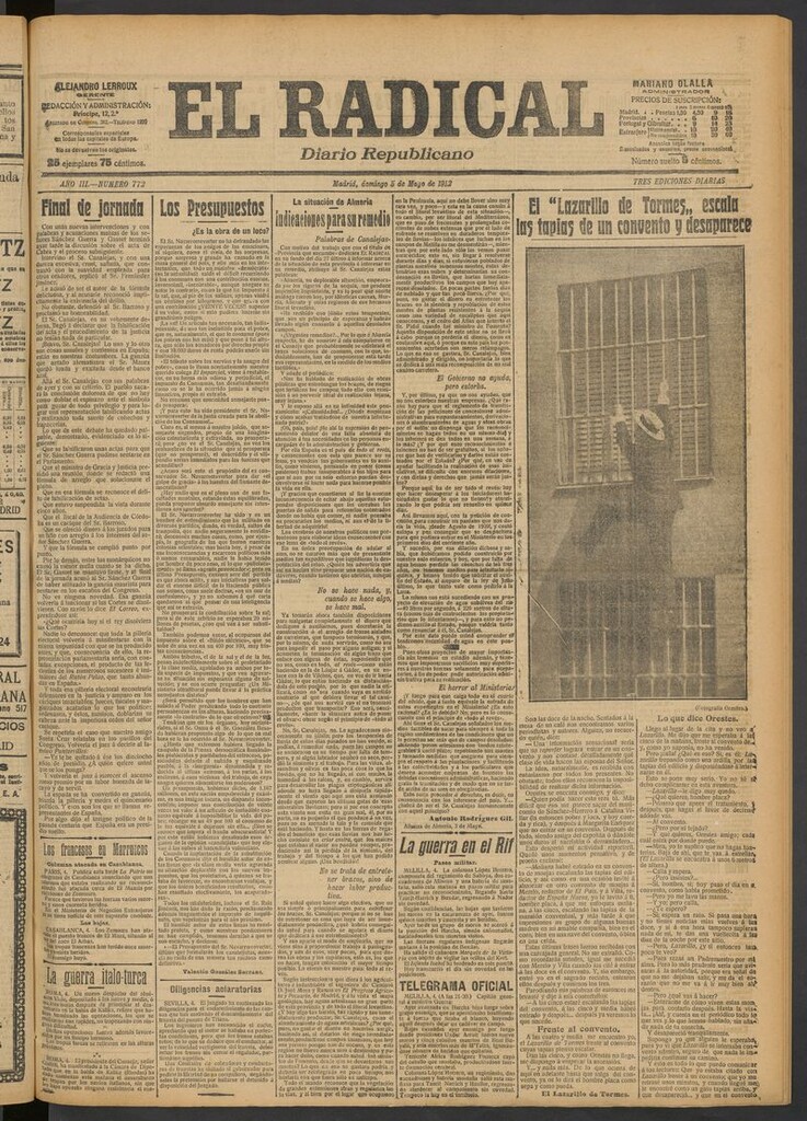 Miniatura de El Radical: diario republicano del 5 de mayo de 1912