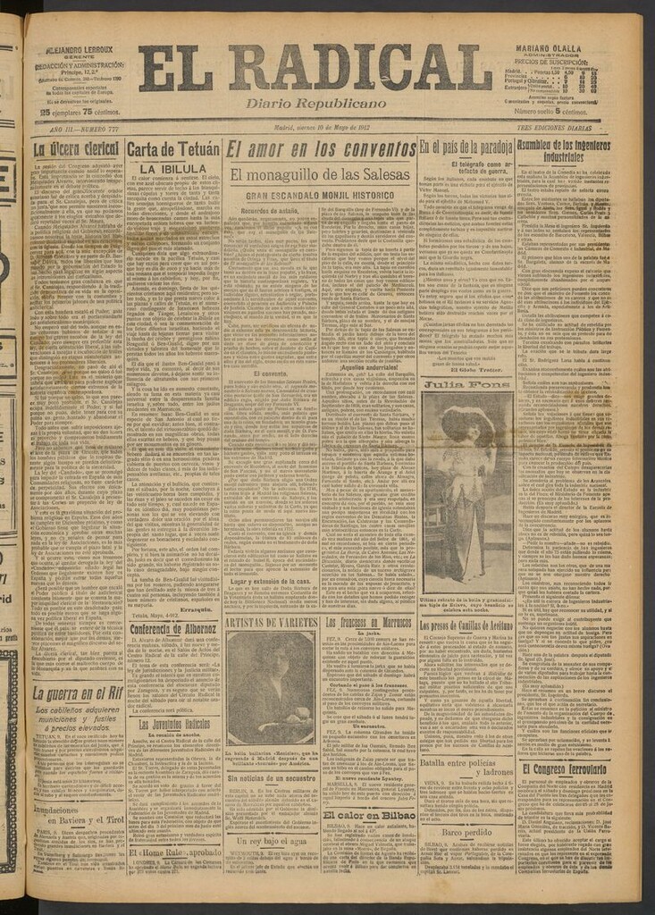 Miniatura de El Radical: diario republicano del 10 de mayo de 1912