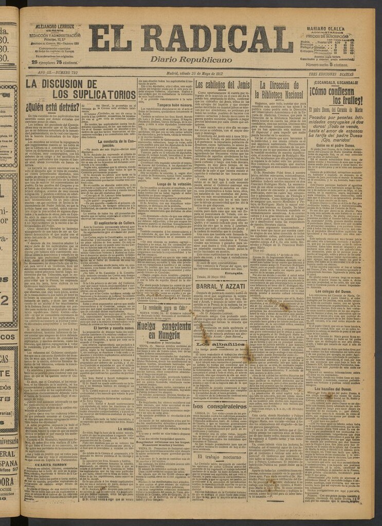 Miniatura de El Radical: diario republicano del 25 de mayo de 1912