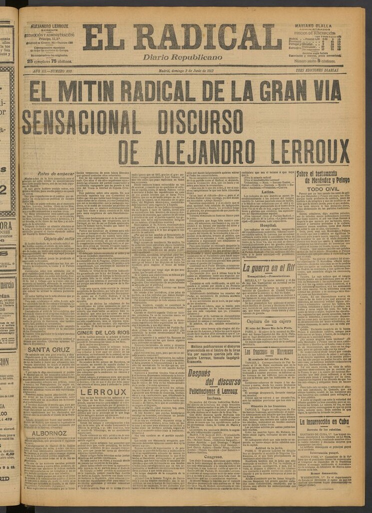 Miniatura de El Radical: diario republicano del 2 de junio de 1912