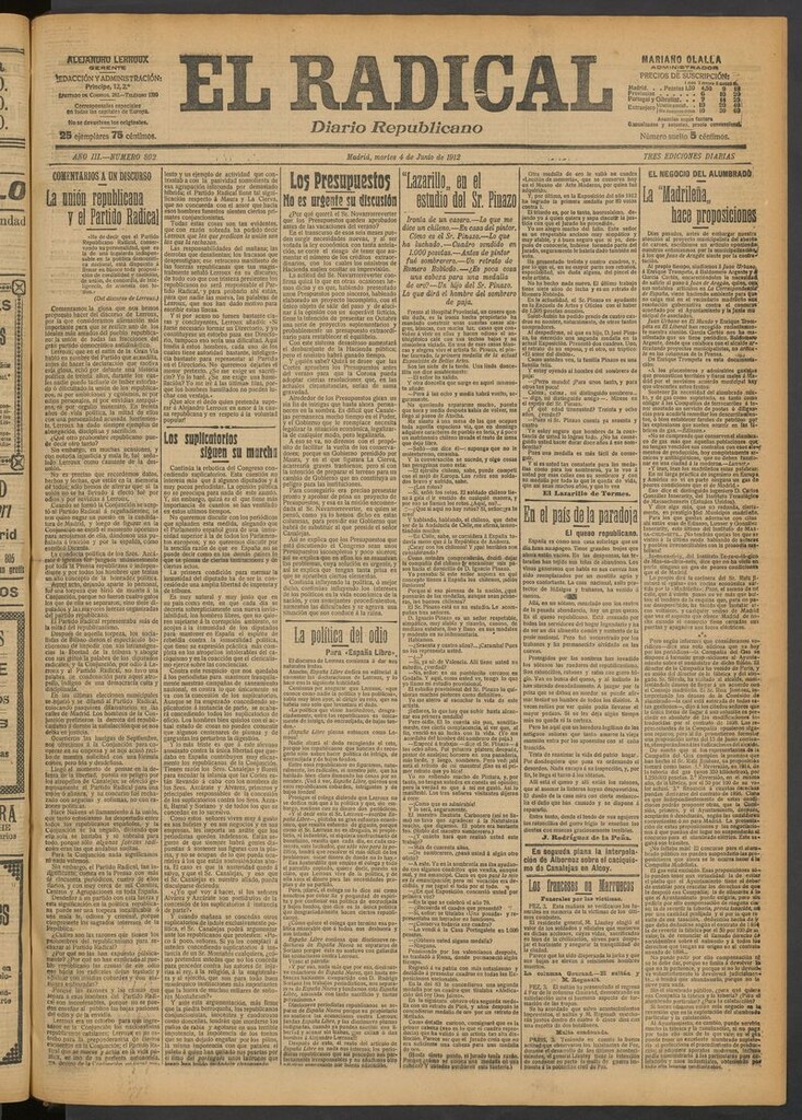Miniatura de El Radical: diario republicano del 4 de junio de 1912