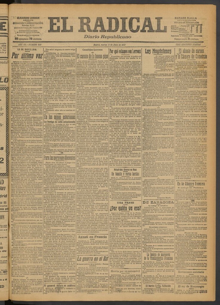 Miniatura de El Radical: diario republicano del 11 de junio de 1912
