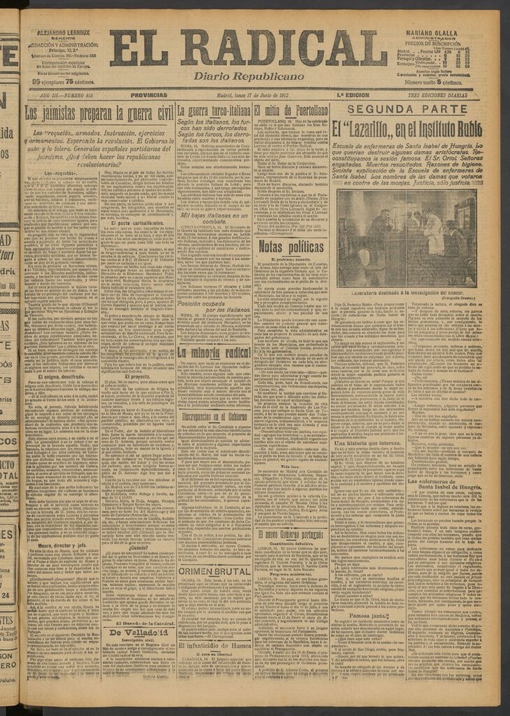 Miniatura de El Radical: diario republicano del 17 de junio de 1912