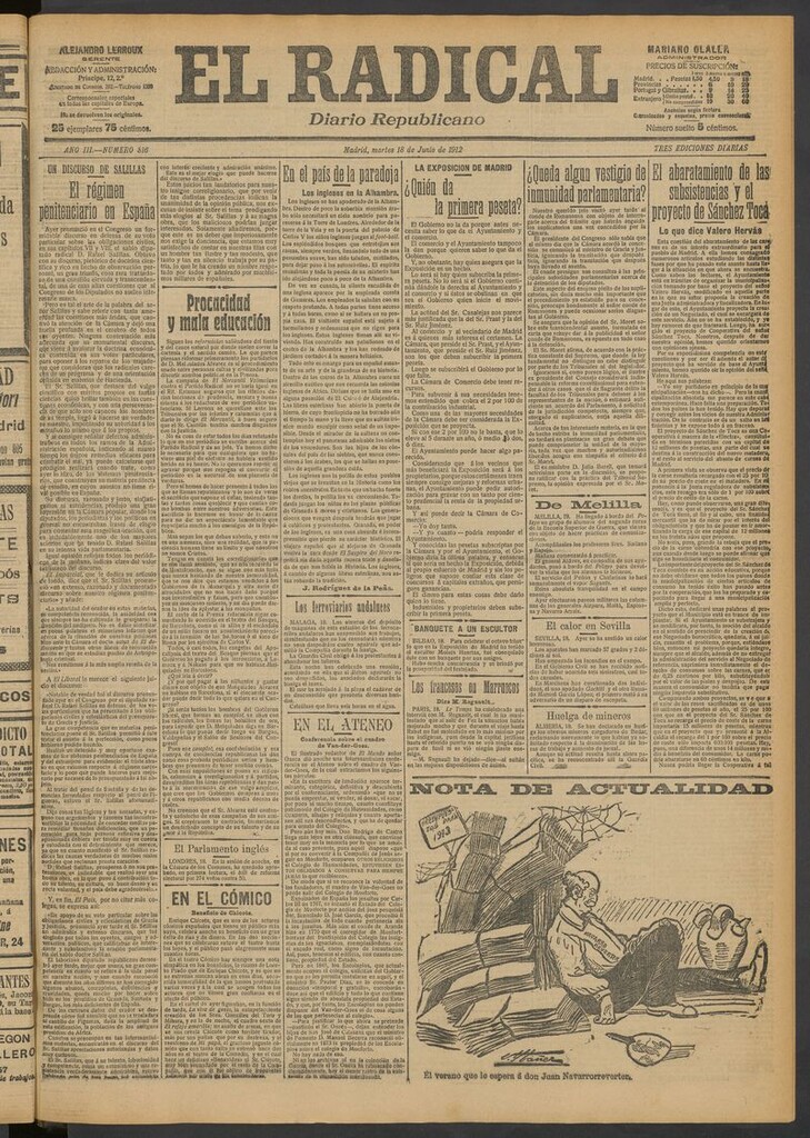 Miniatura de El Radical: diario republicano del 18 de junio de 1912