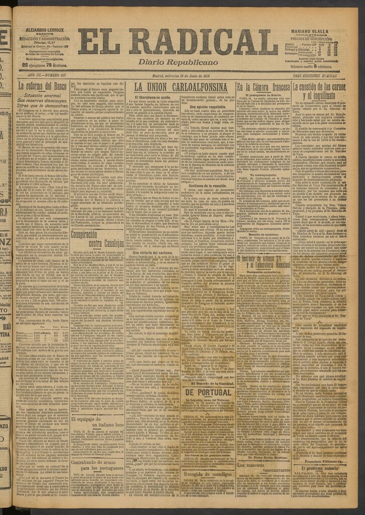 Miniatura de El Radical: diario republicano del 19 de junio de 1912